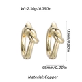 Polished golden knot hoop earrings in copper, 13mm height with lightweight design - Gold Knot Geometric Huggie (YSE046-17)