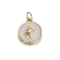 Gouden schelphanger met roze emaille voor DIY sieraden en kettingen ontwerp - Roze Rond Goud Conch B (106-19)