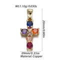Golden brass cross pendant with colorful gemstones and detailed product dimensions - Colorful Cross Style (8)
