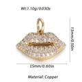 Lip shaped copper pendant with gold plating and sparkling zircon micro-paving - Lips Shape Style (3) / Gold