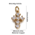 Cross pendant charm in gold-plated copper with zircons for DIY jewelry making - Simple Cross Style (9)