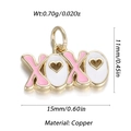 Pink and white enamel XOXO heart pendant in copper base for DIY jewelry making - Pink White XOXO Heart (12)