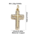 Gold plated copper cross pendant with sparkling zircons and dimensions specs - Cross Style (4) / Gold