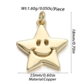 Goldener Kupferstern Anhänger mit Smiley für DIY Ketten und Schmuckzubehör - Stern Smiley Gesicht Stil (YSN011-04)