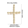 Golden copper cross pendant for DIY jewelry making, size 35mm by 22mm, weight 2.30g - Beaded Cross Style (5)