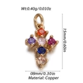 Gold-plated copper cross pendant featuring six vibrant multi-color round gemstones - Colorful Heart Cross Style (10)