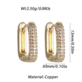 Golden rectangular huggie hoop earrings with micro-paved zircons measuring 13mm by 3mm - Gold Simple Rectangular Pavé Style (YSE047-07)