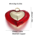Pendente cuore smalto rosso con rilievo dorato, accessorio gioielli in rame - Doppio Cuore Smaltato Rosso (104)