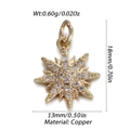 Golden sunburst charm with micro-set zircon stones in copper for DIY jewelry - Golden Sunburst Style (11)
