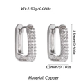 Silver color copper hoop earrings with pave cubic zirconia and size dimensions - Silver U-shaped Pavé Hoop (YSE047-08)