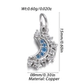 Crescent moon pendant in copper with white and blue cubic zirconia stones for DIY jewelry - Inlaid Moon Style (7)