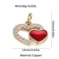 Ciondolo cuore in rame con smalto rosso e cristalli per creazione di gioielli - Cuore Rosso Lucido Halo (261)