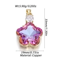 Pendentif étoile en laiton avec zircon rose-violet et placage en or, hauteur 33mm - Style d'Étoile Rose Violet (13)