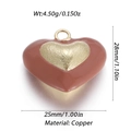 Ciondolo a cuore in smalto rosso mattone con anima in rame spazzolato per gioielli DIY - Cuore Smaltato Rosso Mattone (106)