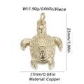 Goldener Schildkrötenanhänger aus Kupfer mit Zirkonia für DIY-Schmuckherstellung - Goldener Schildkröten-Stil (YSN069-05)