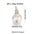 Detail of copper pearl pendant with zircon inlay and product dimensions shown - Artificial Pearl Charm (YSD012-25)