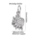 Silver starburst sun pendant in copper with white stones for DIY jewelry making - Sunburst Style (9)