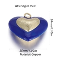 Pendente a cuore in smalto blu scuro in rame con centro dorato e anello - Cuore Smalto Blu Scuro (107)