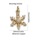 Gold snowflake pendant with cubic zirconia stones and 15mm copper charm dimensions - Snowflake Shape Style (14)