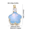 Élégant pendentif fleur plaqué or avec pierre bleu clair et détails en zircon blanc - Style de Pétale Bleu Clair (15)