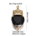 Hip hop heart shaped pendant in copper with black zircon stone and crown detail - Crown Black Heart Style (YSN144-01)