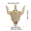 Gold bull head necklace pendant in copper with white cubic zirconia crystal stones - Gold Bull Head Style (YSN144-04)