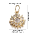 Golden sunflower pendant with white zircon insets made of copper, 15x10mm size - Sunflower Style (10)