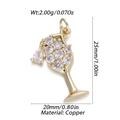 Golden copper wine glass charm with clear cubic zirconia inlay for DIY jewelry - Clear Gem Wine Glass Style (15)