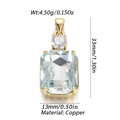 Élégant pendentif en zircon bleu clair rectangulaire en cuivre avec dimensions - Style Rectangle Bleu Clair (16)