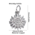 Silver sun pendant charm with clear cubic zirconia in copper metal with dimensions - Sun Flower Style (11)