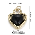 Detailed view of a gold heart pendant with black gemstone and size measurements - Gold Black Heart Style (YSN144-05)