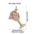 Golden copper wine glass pendant with pink crystals for DIY necklaces and bracelets - Pink Gem Wine Glass Style (16)