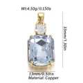 Pendentif élégant avec zircon bleu rectangulaire sur monture en cuivre et pierre claire - Style Rectangle Bleu (17)