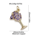 Golden cocktail glass pendant with purple stone in copper material for DIY jewelry - Purple Gem Wine Glass Style (17)