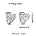 Sparkling silver heart-shaped huggie earrings with full zircon inlay in copper - Silver Pave Zirconia Heart Huggie (YSE047-14)