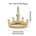 Goldener Kupfer Kronenanhänger 15mm x 15mm für DIY Schmuckherstellung von Halsketten - Kronenumriss-Stil (YSN012-05)