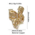 Detailed view of a gold-plated copper butterfly charm with cubic zirconia pavé setting - Gold Butterfly Style (YSN144-15)