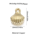 Goldener muschelförmiger Kupferanhänger mit Metallstreifen für DIY-Schmuckherstellung - Mini Gestreifte Muschel (YSN070-12)