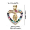 Golden heart pendant with colorful crystals and Virgin Mary relief in copper - Heart Virgin Mary Style (18)