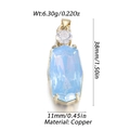 Pendentif en zircon bleu clair taille octogone et cuivre doré avec dimensions - Style Svelte Bleu Clair (19)