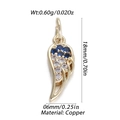 Golden brass wing charm with blue and white zircon stones for jewelry DIY making - Angel Wing Style (13)