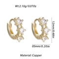 Minimalist 14K gold plated copper hoop earrings with three inlaid cubic zirconia stones - Gold Graduated Zirconia Huggie (YSE048-15)