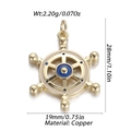 Χρυσό μενταγιόν τιμόνι πλοίου με μπλε Evil Eye από χαλκό, ύψος 28 mm - Μπλε Πηδάλιο (27)