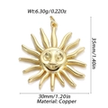 Polished gold finish copper sun charm pendant for DIY necklace and bracelet jewelry - Sun Face Style (19)