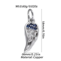 Silver copper wing pendant charm featuring blue gemstones and sparkling clear crystals - Angel Wing Style (14)