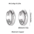 Silver copper hoop earrings with star cubic zirconia and polished finish in 15mm size - Silver Micro-pave Luxury Style (YSE047-16)