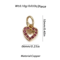 Ciondolo a cuore in oro con gemma rosa, dimensioni 10x6mm, peso 0,10g, design DIY - Cuore Traforato Gemma Rosa (33)