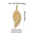 Goldener flügelförmiger Kupferanhänger mit 20mm Höhe und 1.10g Gewichtsangaben - Flügel Feder Stil (YSN012-08)