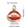 Golden copper red lips charm pendant with white teeth detail for DIY jewelry making - Red Lips Style (15)