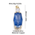 Pendentif élégant en zircon bleu rectangulaire sur base en cuivre doré pour bijoux - Style Svelte Bleu Foncé (21)